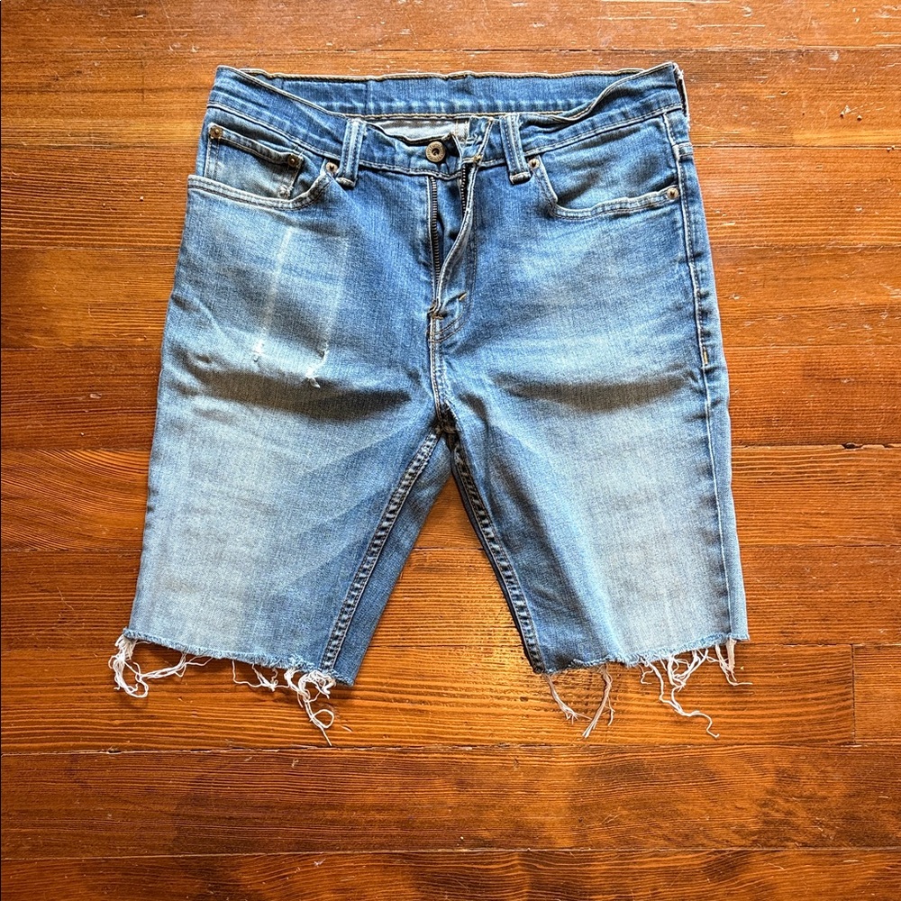 Levi's 510 Distressed Light Blue Jean Shorts
